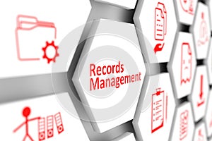 Records management concept cell blurred background