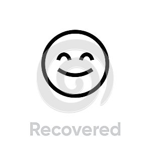 Recovered Coronavirus icon. Editable line vector.