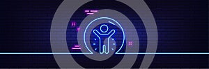 Recovered person line icon. Coronavirus pandemic sign. Neon light glow effect. Vector