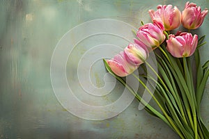 Recovering from Pain: A Feminine Touch of Pink Tulips on a Textu