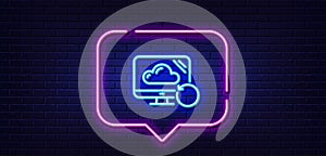 Recovery cloud line icon. Backup data sign. Restore information. Neon light speech bubble. Vector