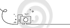 Recovery computer line icon. Backup data sign. Restore information. Continuous line with curl. Vector