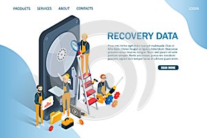 Recovery data vector website landing page design template