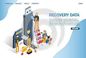 Recovery data vector website landing page design template