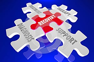 Recovery Diagnosis Treatment Support Therapy Puzzle Pieces 3d Il photo