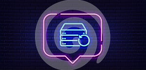 Recovery server line icon. Backup data sign. Restore information. Neon light speech bubble. Vector