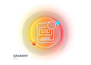 Recovery ssd line icon. Backup data sign. Restore information. Gradient blur button. Vector