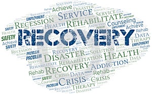 Recovery vector word cloud, made with text only.