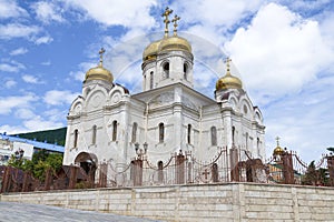 Recreated Spassky Cathedral on a sunny June day. Pyatigorsk