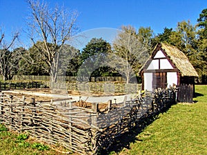 Recreated historical cottage and garden at Charles Towne Landing State Historic Site in Charleston, South Carolina photo