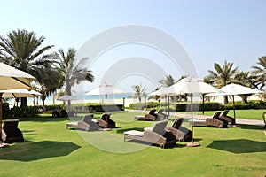 Recreation area and beach of luxury hotel