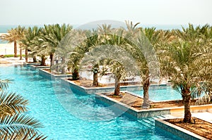 Recreation area of luxury hotel and swimming pool