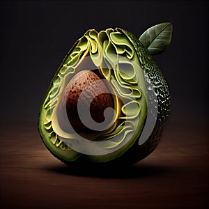 Recreation artistic of avocado tree birthing in avocado fruit photo