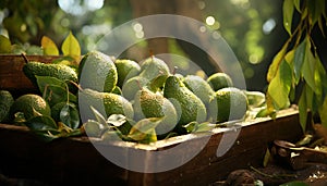 Recreation of avocados harvested in a wood box