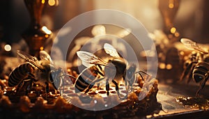 Recreation of bees inside a comb hive