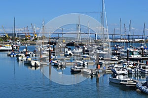 Recreation boats on Mondego river marina