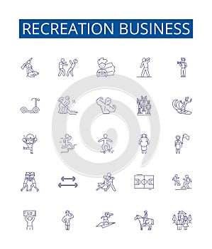 Recreation business line icons signs set. Design collection of Recreation, Entertainment, Amusement, Sports, Leisure