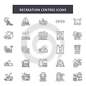 Recreation centres line icons, signs, vector set, outline illustration concept