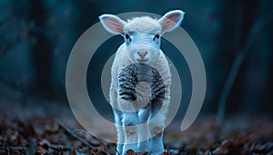 Recreation of a little white lamb in a field, lamb of God