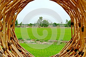 A recreation place made of bamboo.