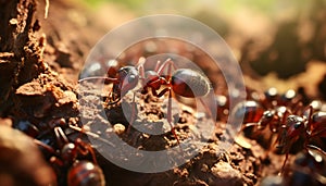 Red ants in the ground