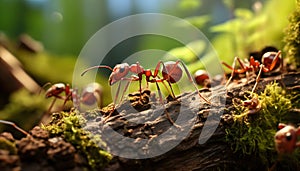 Red ants in a trunk tree