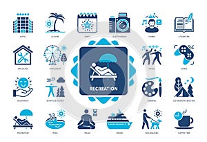 Recreation solid icon set