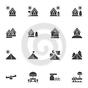 Recreation and vacation vector icons set