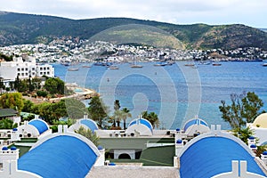 Recreation yachts near beach on Turkish resort
