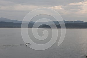 Recreational boat enters the harbor of Eden