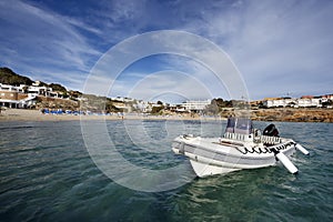 Recreational boat in ibiza island