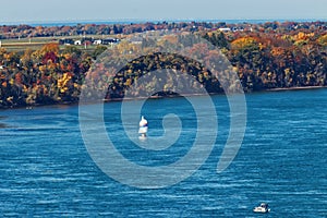 Recreational boating on the rive, Niagara Falls, ON, Canada