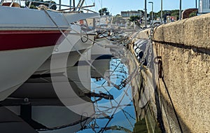 Recreational boats moored at the marina of Portopetro