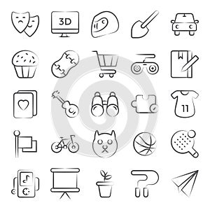 Recreational Equipment Line Icons Pack