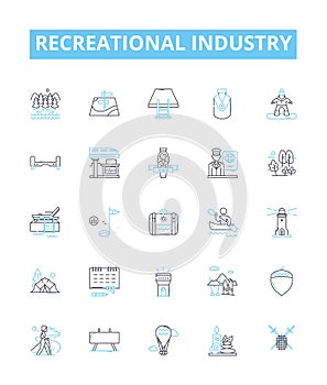 Recreational industry vector line icons set. Recreational, Industry, Leisure, Tourism, Adventures, Outdoors, Activities