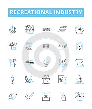 Recreational industry vector line icons set. Recreational, Industry, Leisure, Tourism, Adventures, Outdoors, Activities
