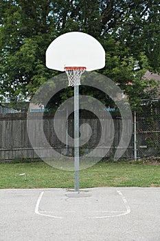 recreational outdoor basketball net with full post pole backboard and rim net