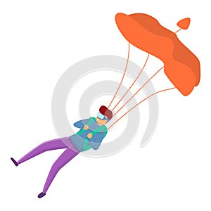 Recreational parachuting icon, cartoon style