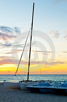 Recreational renting boats in a tropical beach