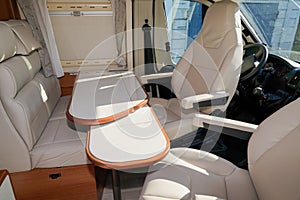 Recreational Vehicle interior view of motorhome modern camper rv van