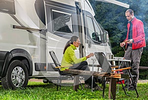 Recreational Vehicle RV Camper Van Road Trip with Camping