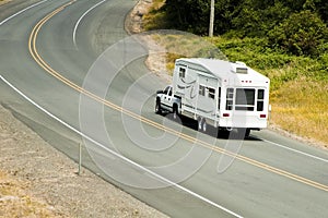 Recreational vehicles on the highway photo