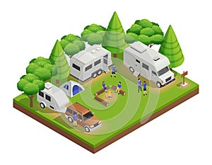 Recreational Vehicles Isometric Composition