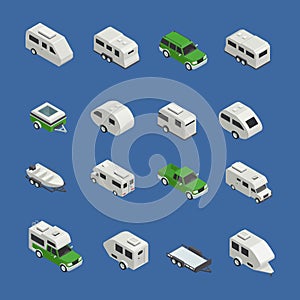 Recreational Vehicles Isometric Icons Set