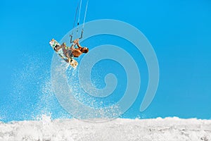 Recreational Water Sports Action. Kiteboarding Extreme Sport. Summer Fun. Hobby