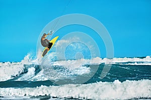 Recreational Water Sports Action. Kiteboarding Extreme Sport. Summer Fun. Hobby