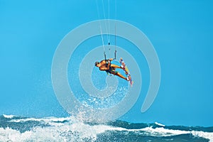 Recreational Water Sports Action. Kiteboarding Extreme Sport. Summer Fun. Hobby