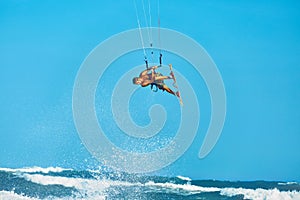 Recreational Water Sports Action. Kiteboarding Extreme Sport. Summer Fun. Hobby