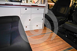 Recreational wooden vehicle interior motorhome camper van