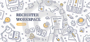 Recruiter Workspace Doodle Concept